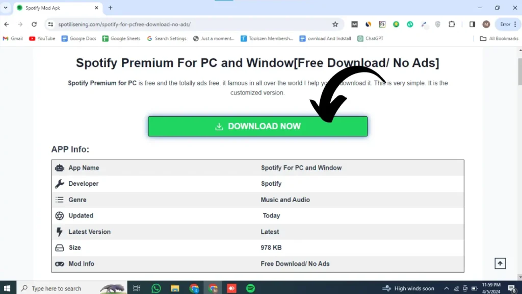 Spotify for PC download banner