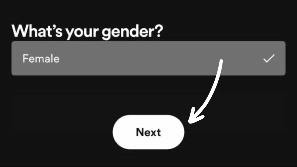 In Spotify select gender banner