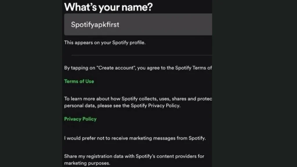 In Spotify enter your name banner